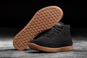 Black Nobull Coffee Canvas Mid Trainers | UK 1861UZ