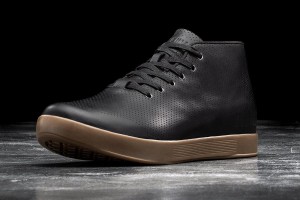 Black Nobull Dark Gum Leather Mid Trainers | UK 1983SG