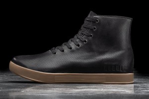 Black Nobull High-Top Gum Leather Trainers | UK 1982AH