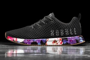 Black Nobull Space Floral Mesh Running Shoes | UK 1661WN