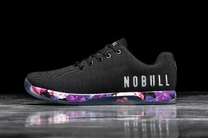 Black Nobull Space Floral Trainers | UK 1910PJ