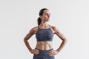 Blue Nobull High-Neck (MELANGE) Sports Bra | UK 2231QM