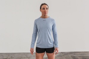 Blue Nobull WoTextured Tee Long Sleeve | UK 2196JP