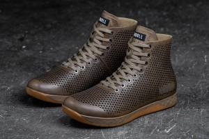 Brown Nobull High-Top Sand Leather Trainers | UK 1876OK