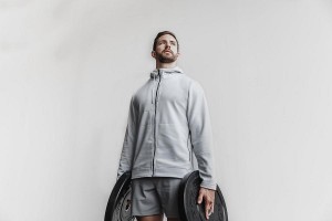 Dark / Grey Nobull Arctic Zip-Up Hoodie | UK 1566AH