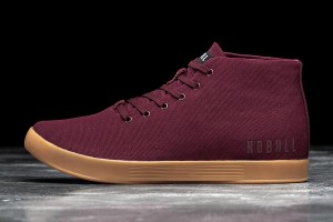 Dark / Red Nobull Cabernet Gum Canvas Mid Trainers | UK 1967TC