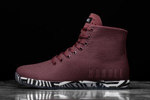 Dark / Red Nobull High-Top Cabernet Zebra Trainers | UK 2056ZU