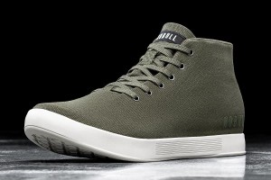 Green Nobull Ivy Ivory Canvas Mid Trainers | UK 1977YX