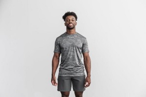 Grey Nobull Lightweight Textured Tee (CAMO) Tanks | UK 1598PJ