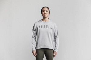 Grey Nobull WoCrew Sweatshirt Hoodie | UK 2193FD