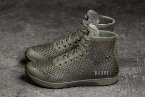 Olive Nobull High-Top Moss Leather Trainers | UK 1929PJ