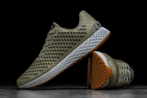 Olive Nobull Sage Leather Running Shoes | UK 1667IL