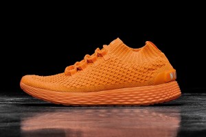 Orange Nobull Neon Orange Reflective Knit Running Shoes | UK 1803DF