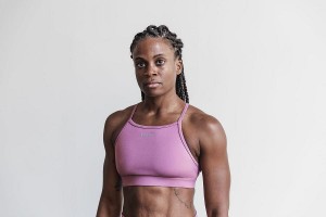 Pink Nobull High-Neck (MATTE) Sports Bra | UK 2238UZ