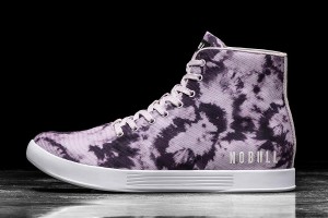 Purple Nobull High-Top Wisteria Tie-Dye Canvas Trainers | UK 1998MQ