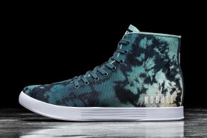 Turquoise Nobull High-Top Teal Tie-Dye Canvas Trainers | UK 1943BE