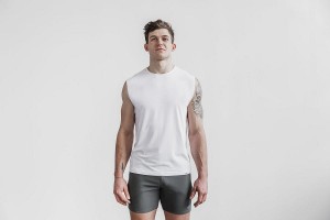 White Nobull Lightweight Sleeveless Tee Tanks | UK 1597AH