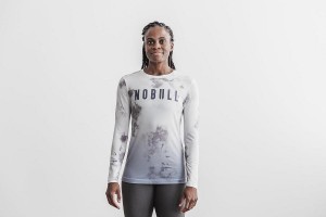 White Nobull WoTee (DIP-DYE) Long Sleeve | UK 2199ZU