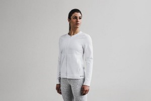 White Nobull WoTwill Zip-Up Hoodie | UK 2181WN