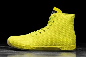 Yellow Nobull High-Top Neon Lime Camo Trainers | UK 2097CT