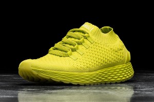 Yellow Nobull Neon Lime Knit Running Shoes | UK 1809UZ